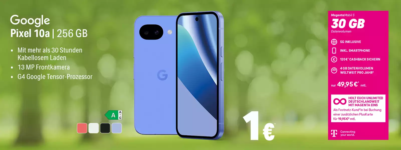 Google Pixel 10a 256 GB Smartphone Angebot mit MagentaMobil S 30 GB Tarif