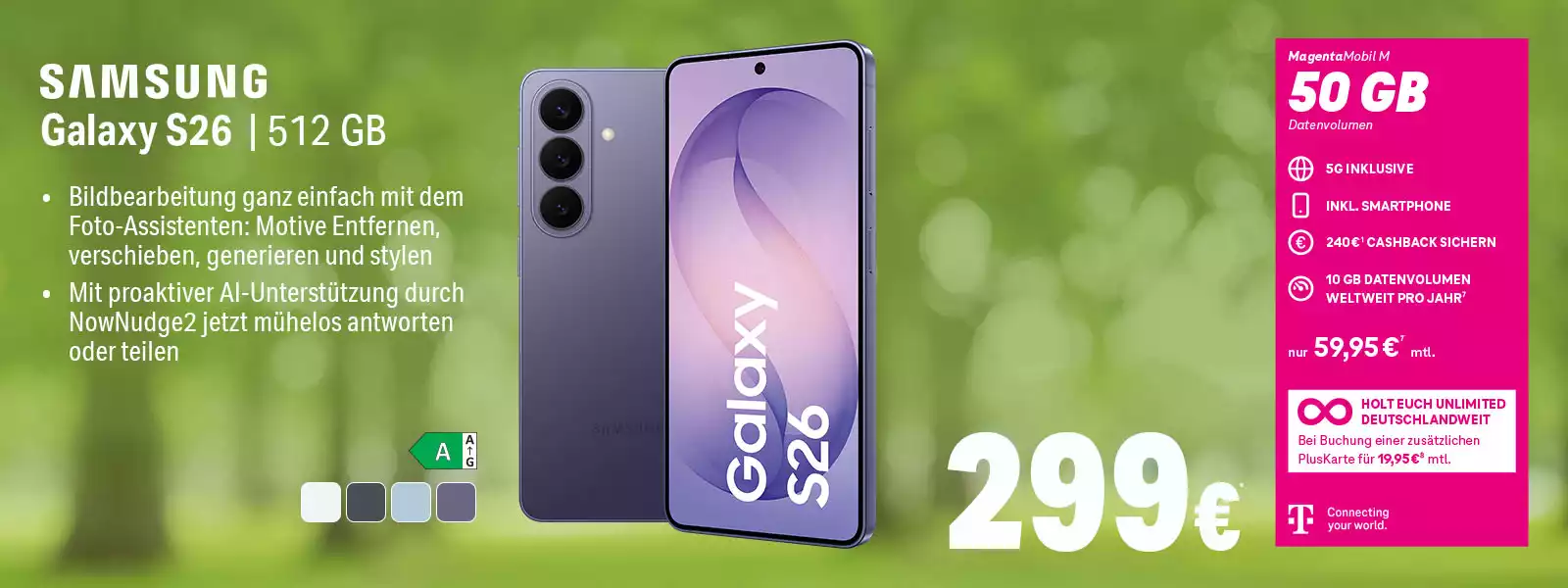 Samsung Galaxy S26 512 GB Smartphone Angebot mit MagentaMobil M 50 GB
