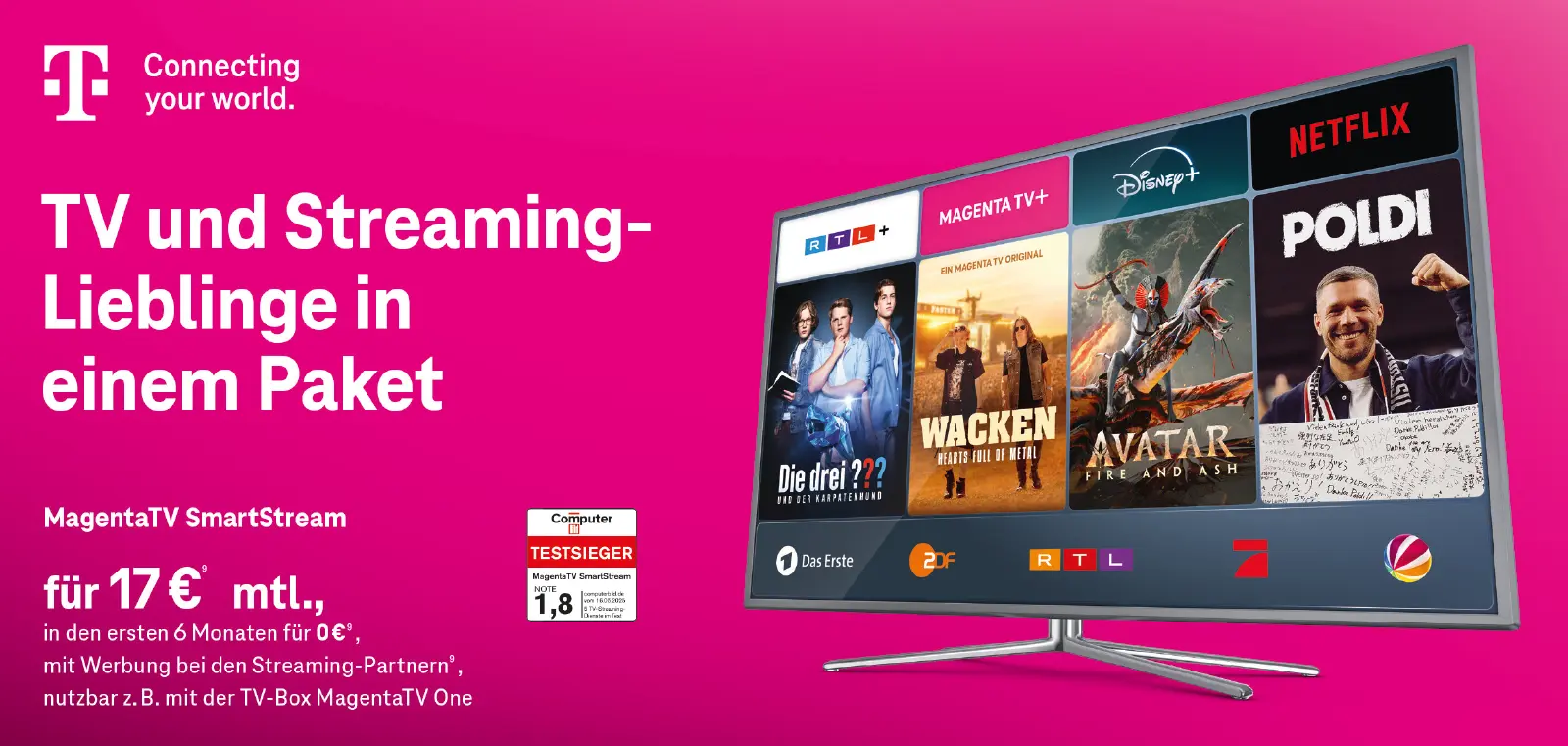 Telekom MagentaTV SmartStream Angebot: TV und Streaming-Paket auf Fernseher